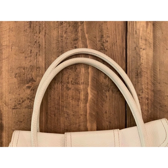 Celine Pebbled Satchel Purse Handbag WHITE CE00/15 - Picture 6 of 16